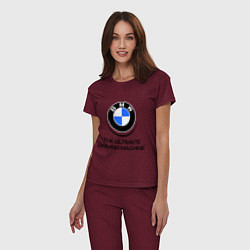 Пижама хлопковая женская BMW Driving Machine, цвет: меланж-бордовый — фото 2