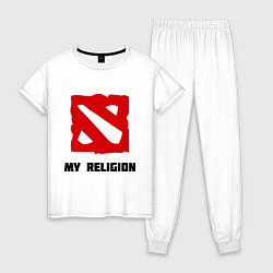 Пижама хлопковая женская Dota 2: My Religion, цвет: белый