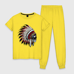 Пижама хлопковая женская Индеец, цвет: желтый