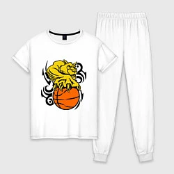 Пижама хлопковая женская Тигр с мячом, цвет: белый