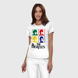 Пижама хлопковая женская The Beatles: Colors, цвет: белый — фото 2