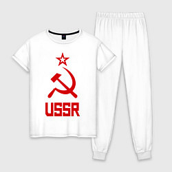 Пижама хлопковая женская СССР - великая держава, цвет: белый