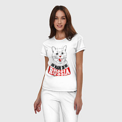 Пижама хлопковая женская Made in Russia: киса, цвет: белый — фото 2
