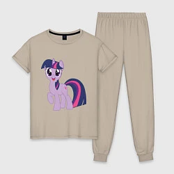 Пижама хлопковая женская Пони Сумеречная Искорка, цвет: миндальный