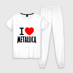 Пижама хлопковая женская I love Metallica, цвет: белый