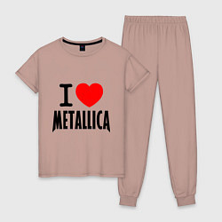 Пижама хлопковая женская I love Metallica, цвет: пыльно-розовый