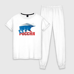 Пижама хлопковая женская Россия - это сила, цвет: белый