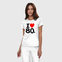 Пижама хлопковая женская I Love 80s, цвет: белый — фото 2