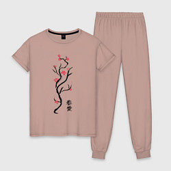 Пижама хлопковая женская Весна. Любовь, цвет: пыльно-розовый
