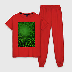 Пижама хлопковая женская Цифровая иллюзия, цвет: красный