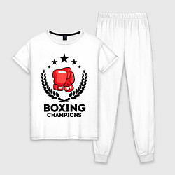 Пижама хлопковая женская Boxing Champions, цвет: белый