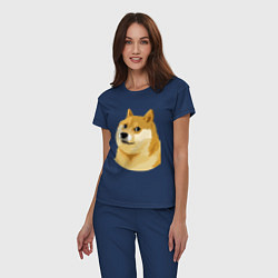 Пижама хлопковая женская Doge, цвет: тёмно-синий — фото 2