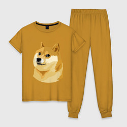 Пижама хлопковая женская Doge, цвет: горчичный