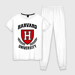 Пижама хлопковая женская Harvard University, цвет: белый