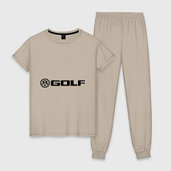 Пижама хлопковая женская Volkswagen Golf, цвет: миндальный