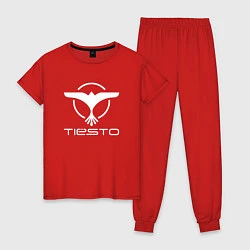 Пижама хлопковая женская Tiesto, цвет: красный