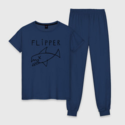 Пижама хлопковая женская Flipper, цвет: тёмно-синий