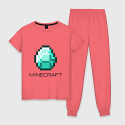 Пижама хлопковая женская Minecraft Diamond, цвет: коралловый