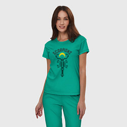 Пижама хлопковая женская Scorpions Moon, цвет: зеленый — фото 2