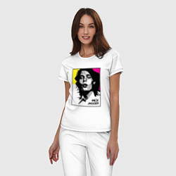 Пижама хлопковая женская Rolling Stones: Mick Jagger, цвет: белый — фото 2