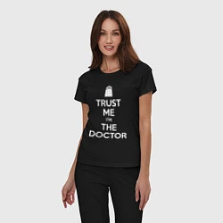 Пижама хлопковая женская Trust me Im the doctor, цвет: черный — фото 2