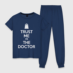 Пижама хлопковая женская Trust me Im the doctor, цвет: тёмно-синий