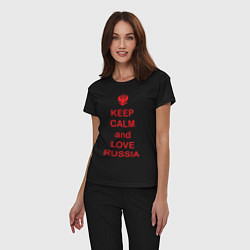 Пижама хлопковая женская Keep Calm & Love Russia, цвет: черный — фото 2