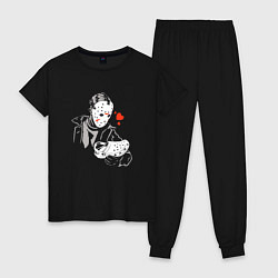 Пижама хлопковая женская Jason Crocs, цвет: черный