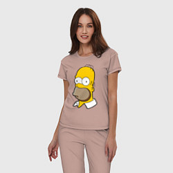 Пижама хлопковая женская Sad Homer, цвет: пыльно-розовый — фото 2