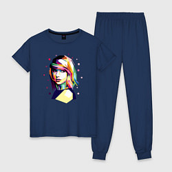 Пижама хлопковая женская Taylor Swift Art, цвет: тёмно-синий