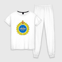 Пижама хлопковая женская Герб ВВС России, цвет: белый
