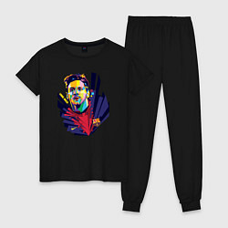 Пижама хлопковая женская Messi Art, цвет: черный