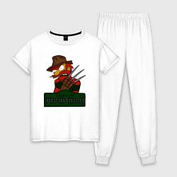 Пижама хлопковая женская Freddy: Evergreen Terrace, цвет: белый