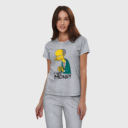 Пижама хлопковая женская Mr. Burns: I get money, цвет: меланж — фото 2
