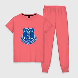 Пижама хлопковая женская Эвертон logo - nil satis nisi optimum, цвет: коралловый