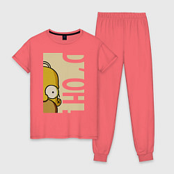 Пижама хлопковая женская Homer Doh!, цвет: коралловый