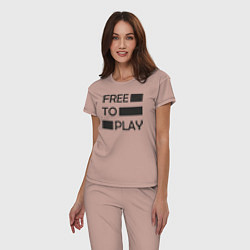 Пижама хлопковая женская Free to play, цвет: пыльно-розовый — фото 2