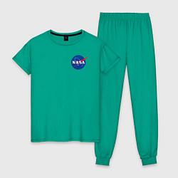 Пижама хлопковая женская NASA цвета зеленый — фото 1