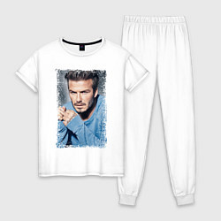 Пижама хлопковая женская David Beckham: Portrait, цвет: белый