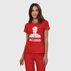 Пижама хлопковая женская Mulder Aliens, цвет: красный — фото 2