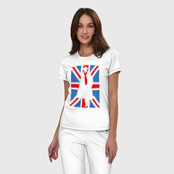 Пижама хлопковая женская Sherlock Holmes Union Jack, цвет: белый — фото 2