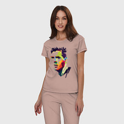 Пижама хлопковая женская Lionel Messi: fun-art, цвет: пыльно-розовый — фото 2