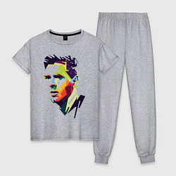 Пижама хлопковая женская Lionel Messi: fun-art, цвет: меланж
