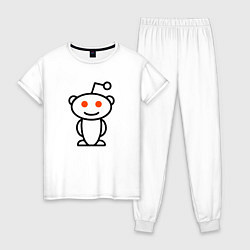 Пижама хлопковая женская Reddit, цвет: белый