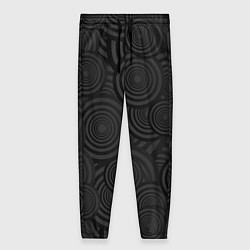 Брюки женские Круги черный узор геометрия, цвет: 3D-принт