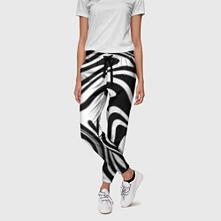 Брюки женские Черно-белые полосы Black and white stripes, цвет: 3D-принт — фото 2