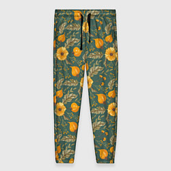 Женские брюки Желтые цветочки и листья