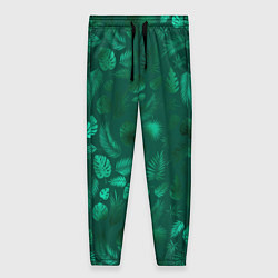 Женские брюки Яркие зеленые листья