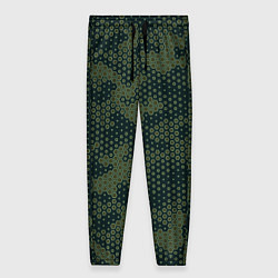 Женские брюки Абстрактный геометрический зеленый камуфляж