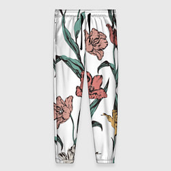 Женские брюки Цветы Разноцветные Тюльпаны